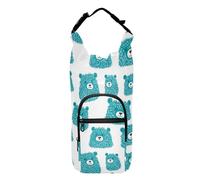 linqin Simpatico borsellino con testa di orsi verdi con porta bottiglia d'acqua, zaino versatile con coulisse con portabottiglie, supporto per cintura per bottiglie da 20/24/32/1,134 g, Simpatica