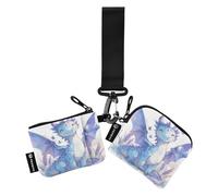 linqin Simpatico drago lavanda blush portamonete da donna porta carte sottile piatto portachiavi portafoglio con cinturino da polso per signore ragazze 2 pezzi, Cute Dragon Lavender Blush, Taglia