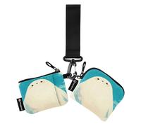 linqin Simpatico sigillo turchese pallido da donna portamonete porta carte di credito piccolo porta carte portatile con cinturino da polso per uomini e donne 2 confezioni, Tenero sigillo turchese