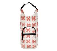 linqin Simpatico zaino con coulisse portatile con papillon rosso per bottiglie d'acqua con porta bottiglia d'acqua per escursioni adatto a bottiglie da 20/24/32/4 once, Graziosi papillon rossi, 1 size