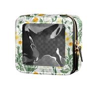 linqin Summer Yellow Wild Flowers Clear Small Makeup Bag Leather Toiletry Bag Leather Organizer Borse per Viaggio, Fiori selvatici gialli, 1 size