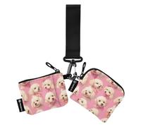 linqin Sweet Dogs Face Pink Portafogli da donna porta carte sottile portatile portamonete portafoglio con tasca con cerniera per donne uomini 2 pezzi, Sweet Dogs Face Rosa, 1 size