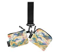 linqin Sweet Willow Rainbow - Portafoglio portamonete da donna, sottile, rimovibile, con tasca con cerniera, per lavoro e viaggi, confezione da 2, Arcobaleno di salice dolce, 1 size