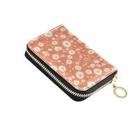 linqin Tiny Daisy Light Salmon Mini portafoglio piccolo per on-the-go multifunzione in pelle vegana antifurto da viaggio essenziale