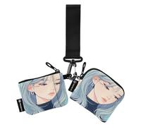 linqin Tranquillo Donne Acciaio Blu Portamonete Porta Carte di Formato Compatto Donne Porta Carte di Credito Portamonete con Cerniera Tasca per Monete per Donne Uomini 2 Pz, Quiet Donne Blu Acciaio, 1