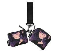 linqin Tranquillo Viola Donne Donne Cambiamento Portafoglio Porta Carte Sottile Staccabile Porta Biglietti da Visita Porta Soldi Organizer con Portachiavi per Donne Uomini 2 Pz, Donne Viola Tranquillo