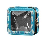 linqin Trousse da viaggio per articoli da toeletta in pelle con cani blu cielo profondo cartoni animati blu cielo scuro, 1 taglia unica, Cartoon Deep Sky Blue Cani, 1 size