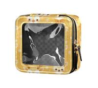linqin Trousse in pelle per cosmetici con viso di renna, colore: giallo trasparente, Piccolo volto di renna giallo, 1 size