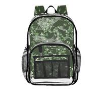 linqin Verde Foglie Trasparenti Zaino Scuola Clear Book Bag per Ragazze Ragazzi Trasparente Trasparente Trasparente PVC Tasche, Foglie Verdi, Taglia unica, Foglie verdi, 1 size