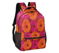 linqin Vibrant Orange Daisy Blooms Multi Pocket Kids Backpack S, Fiori di margherite arancioni vibranti, Medium, Zaino