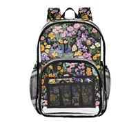 linqin Zaini per la scuola trasparenti autunnali con fiori selvatici colorati borse per libri trasparenti per ragazzi borse resistenti trasparenti trasparenti, fiori selvatici autunnali colorati,