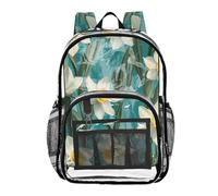linqin Zaini trasparenti per bambini con narciso turchese estetico per la scuola borsa per libro trasparente per ragazze ragazzi borsa trasparente PVC trasparente narciso turchese, taglia unica,