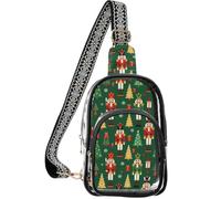 linqin Zaino a tracolla trasparente da uomo con doppia modalità di trasporto | Dimensioni 17,1 x 10,2 x 25,7 cm, rispetta le regole di sicurezza, compatto ed elegante, alberi di Natale verdi schiaccianoci