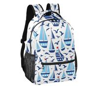 linqin Zaino casual multitasche a forma di gabbiano a vela S, Barca a vela Seagull Art, Medium, Zaino | Due misure: S 15L, M 18L, cinghie di sollievo dalla pressione, shopping nel fine settimana, ragazzi e ragazze