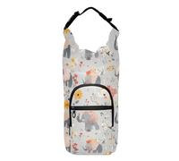 Linqin - Zaino piccolo con motivo elefante grigio con porta bottiglie d'acqua, formato multiplo isolato, porta bottiglie d'acqua, adatto per bottiglie da 20/24/32/40 once