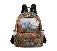 linqin Zaino piccolo con tracolla regolabile, Foreste Rosso Peloso Creatura, Small, Zaino alla moda