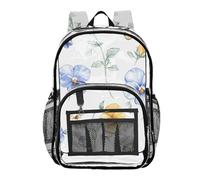 linqin Zaino trasparente con tasca laterale in PVC trasparente con disegno di pensiero blu, 1 taglia, Bel pensiero blu, Taille unique