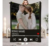 LinQton Coperta con foto personalizzata, perfetta per compleanni, Natale, anniversari, regalo personalizzato per coppie di famiglia, navi il giorno successivo (musica)
