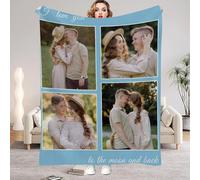 LinQton Coperta con foto personalizzata, perfetta per compleanni, Natale, anniversari, regalo personalizzato per coppie di famiglia, navi il giorno successivo (4 foto)