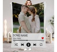 LinQton Coperta fotografica personalizzata con testo per famiglia, coppie, amici, regalo personalizzato per mamma, papà, moglie, marito, fidanzato, fidanzata, navi il giorno successivo (musica)