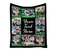 LinQton Coperta personalizzata con foto, coperta in pile personalizzata con testo illustrato, coperta personalizzata per mamma, papà, coppie, famiglia, animali domestici, compleanno, matrimoni
