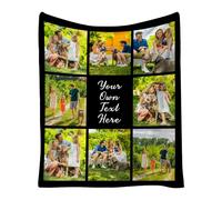 LinQton Coperta personalizzata con testo fotografico, coperta personalizzata per mamma, papà, famiglia, adulti, bambini, animali domestici, regalo per matrimoni, Natale, compleanno, spedizione il