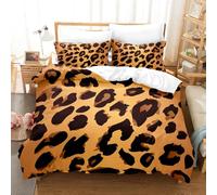 LinQton Set di biancheria da letto con stampa leopardata con animali selvatici africani, alla moda, da donna, con stampa di ghepardi, in morbida microfibra, con 2 federe (stile 3, singolo)