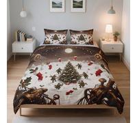 LinQton Set di biancheria da letto natalizia, 3 pezzi, con 2 federe, in poliestere, a tema natalizio, decorazione per donne, uomini, bambini e famiglie (stile 5, king size)