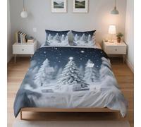 LinQton Set di biancheria da letto natalizia, 3 pezzi, con 2 federe, in poliestere, a tema natalizio, decorazione per donne, uomini, bambini e famiglie (stile 7, king size)