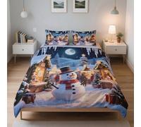LinQton Set di biancheria da letto natalizia, 3 pezzi, motivo omino di pan di zenzero, in poliestere, con 2 federe, per letto singolo, matrimoniale, king size, decorazione per camera da letto a tema