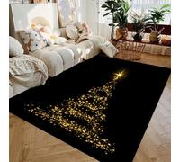 LinQton Zerbino con scritta "Merry Christmas", 70 x 90 cm, con fiocco di neve di Natale rosso, antiscivolo, per interni ed esterni, tappeto invernale per le vacanze invernali, corridoio, cucina, bagno