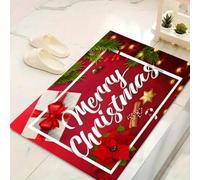 LinQton Zerbino natalizio, con Babbo Natale, pupazzo di neve, albero e scritta "Merry Christmas", per interni ed esterni, corridoio, cucina, bagno, decorazione per la casa (150 x 240 cm, colore 7)