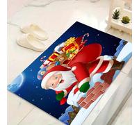 LinQton Zerbino natalizio, con Babbo Natale, pupazzo di neve, albero e scritta "Merry Christmas", per interni ed esterni, corridoio, cucina, bagno, decorazione per la casa (40 x 60 cm, colore 3)