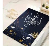 LinQton Zerbino natalizio, con Babbo Natale, pupazzo di neve, albero e scritta "Merry Christmas", zerbino di benvenuto per interni ed esterni, corridoio, cucina, bagno, decorazione per la casa (150 x
