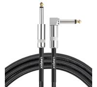 LINRAX Cavo Chitarra 3M, Cavo Strumento 6,35mm Intrecciato, Cavo per Chitarra Elettrica Basso Amplificatore Altoparlante Tastiera Mixer Equalizzatore, Cable Audio TS 1/4" Angolo Retto a Dritto, Nero