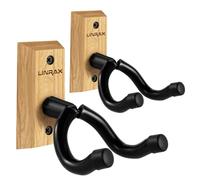 LINRAX GH2 Supporto da Parete per Chitarra, 2 Pezzi, Gancio Chitarra in Legno Duro con Viti, Porta Chitarra da Muro per Chitarra Acustica Elettrica Basso Banjo Mandolino, Appendi Chitarra da Muro