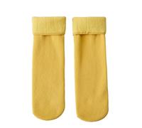 LinRim Calzini in cotone da uomo, slim termici, in pile, per donne in velluto selezionato, giallo., Taglia unica