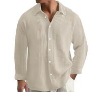 LinRim Camicia da Uomo a Maniche Lunghe, Taglie Grandi, in Muselina, Button Down, Leggera, Camicia Estiva Casual, Maniche Lunghe, Sciolta, Camicia per il Tempo Libero, Comoda, Traspirante, Camicia da