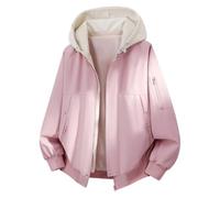 LinRim Giacca per le mezze stagioni da uomo, 2 in 1, con cappuccio, casual, bomber, giacca a vento, giacca sportiva, giacca da corsa, giacca da pilota basica, giacca per il tempo libero, con tasche