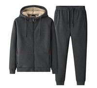 LinRim Joggen - Tuta da uomo invernale Plus Velvet Thickened Suit Youth Leisure Sports Large Size Hooded Jacket with Cuffs and Sweatpants Two Piece Suit Karate Tuta per bambini, grigio., 8XL