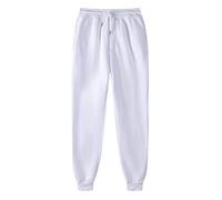 LinRim Pantaloni da jogging da uomo, sottili, pantaloni sportivi da uomo, slim fit, per il tempo libero, con tasche, pantaloni rilassanti, in vita elasticizzata, pantaloni lunghi sportivi, bianco,