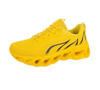 LinRim Scarpe da corsa da uomo e donna, con motivo a fiamma, per il tempo libero, antiscivolo, morbide, comode e resistenti all'usura, giallo., 46 EU