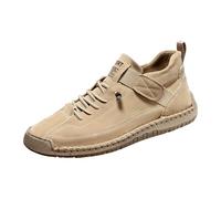 LinRim Scarpe da ginnastica da uomo in pelle PU, antiscivolo, leggere, comode, per il tempo libero, per ufficio, lavoro e uso quotidiano, beige., 48
