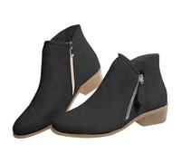 LinRim Stivaletti da donna eleganti alla caviglia, con chiusura lampo, a gambo corto, stivaletti a punta, stivali corti, stivali occidentali da donna, classici da cowboy, Nero , 41 EU