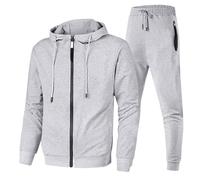 LinRim Tuta da jogging da uomo, tuta da casa, maglione Y2K, con cappuccio e baggy, in cotone, pantaloni lunghi da allenamento, per il tempo libero, set per la casa, grigio., XL