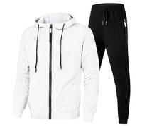 LinRim Tuta da uomo, tuta da allenamento, tuta da casa, pullover Y2K, hoodie e pantaloni baggy in cotone, tuta sportiva, tuta da tempo libero, set tuta da casa, abbigliamento sportivo, bianco, XL