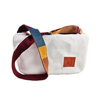 Lin's Liliana Borsa a tracolla in tela rettangolare, a tracolla, bianco, 33cm x 20cm x 12cm