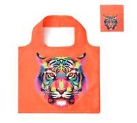 Lin's Liliana Grande borsa pieghevole 50 x 40 cm, borsa con stampa animale, riutilizzabile, antistrappo, pratica e leggera, per la spesa, viaggio, Arancione, tigre, 40 x 50 cm