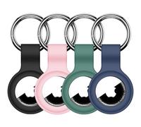 Linsaner Confezione da 4 portachiavi in silicone compatibili con AirTag, portachiavi per Apple per Air Tag GPS, accessori per trovare oggetti, per zaini, borse, nero/rosa/verde scuro/blu scuro