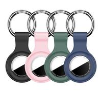 Linsaner Confezione da 4 portachiavi in silicone compatibili con AirTag, portachiavi per Apple per Air Tag GPS, accessori per trovare oggetti, per zaini, borse, nero/rosa/verde scuro/blu scuro